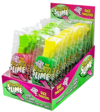 Face Twisters Sour Tongue Slime Strawberry & Green Apple 40 g (24 Pack) Exotic Candy Wholesale Montreal Quebec Canada