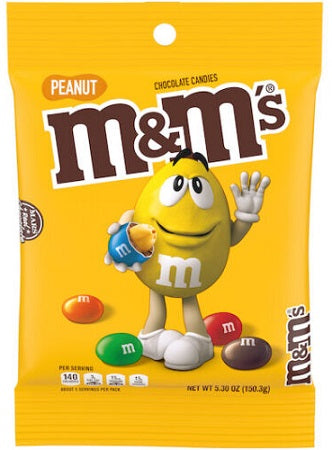 M&M's Peanut Chocolate Candy Peg Bag 150.3 g (12 Pack) Exotic Candy Wholesale Montreal Quebec Canada