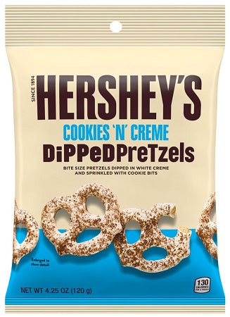 Hershey's DiPPeD PreTzels Cookies 'N' Cream 120 g (12 Pack) Exotic Snacks Wholesale Montreal Quebec Canada