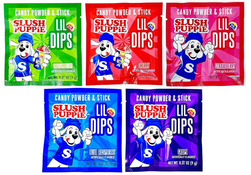 Slush Puppie Lil Dips Candy Powder Singles 9 g (36 Pack) Exotic Candy Wholesale Montreal Quebec Canada