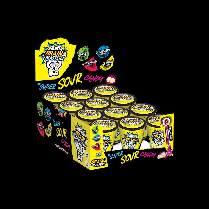 Brain Blasterz Super Sour Original Hard Candy Tub 48 g (12 Pack) Exotic Candy Wholesale Montreal Quebec Canada