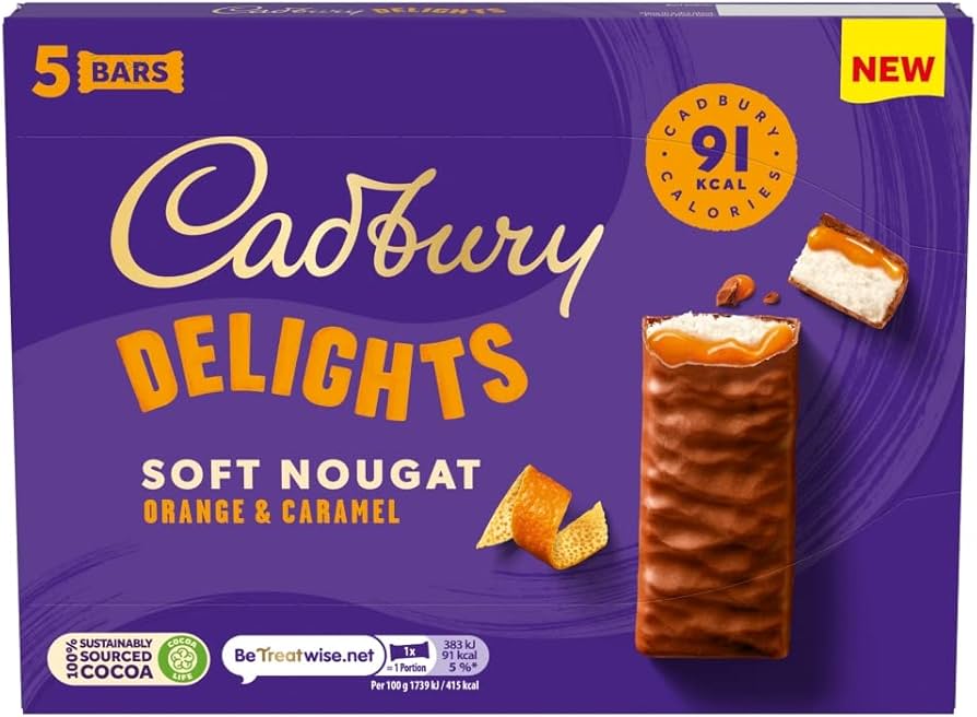 Cadbury Delights Orange 5-Pack Chocolate Bar 110 g (9 Pack) Exotic Chocolate Wholesale Montreal Quebec Canada