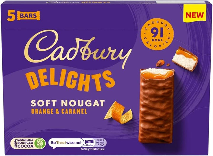Cadbury Delights Orange 5-Pack Chocolate Bar 110 g (9 Pack) Exotic Chocolate Wholesale Montreal Quebec Canada