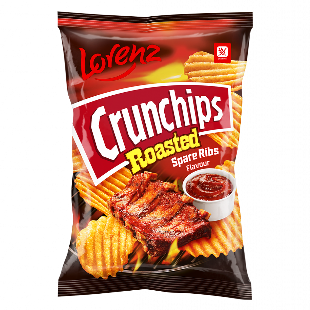 Lorenz Crunchips Roasted Spare Ribs Flavour 120 g (10 Pack) Exotic Snacks Wholesale Montreal Quebec Canada