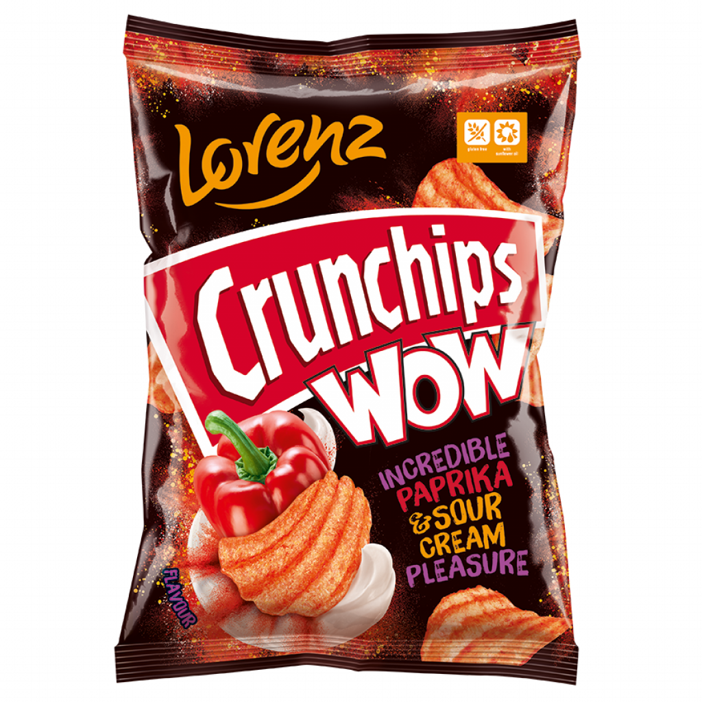 Lorenz Crunchips WOW Incredible Paprika & Sour Cream Pleasure 80 g (12 Pack) Exotic Snacks Wholesale Montreal Quebec Canada