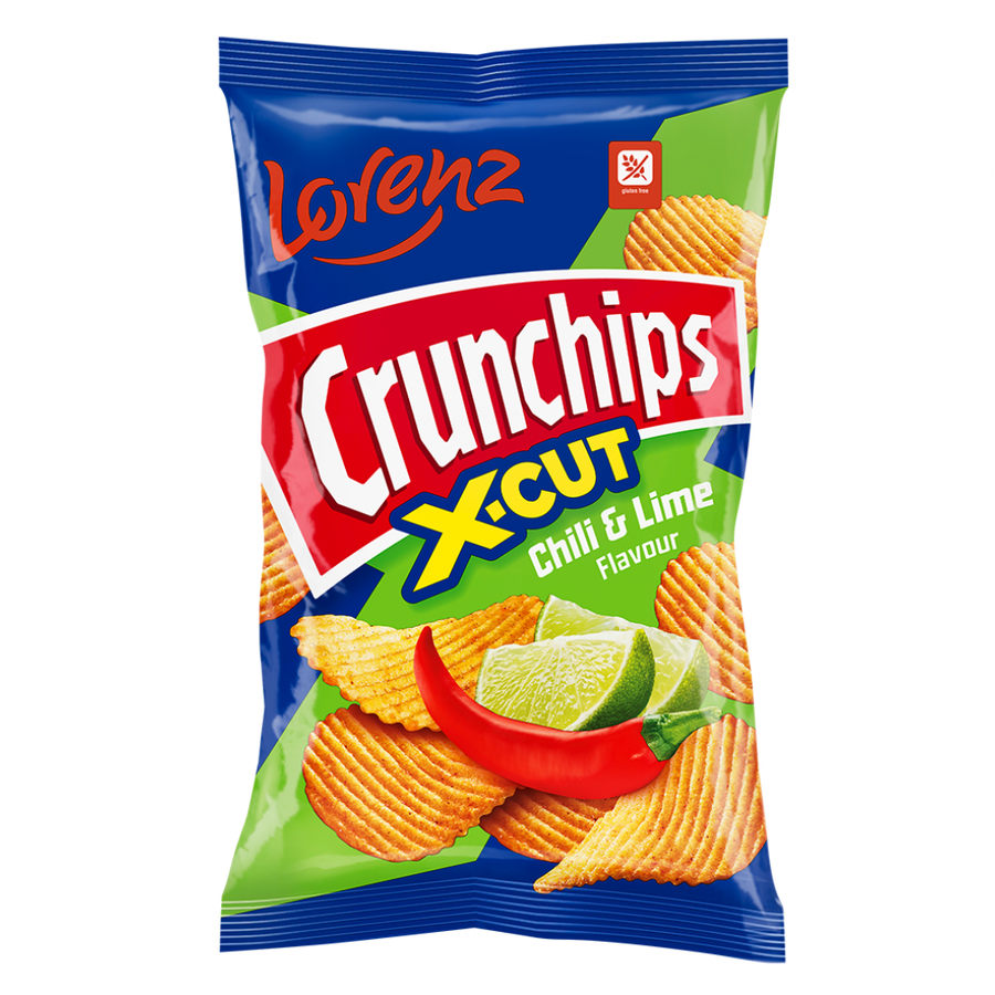 Lorenz Crunchips X-Cut Chilli & Lime 130 g (10 Pack) Exotic Snacks Wholesale Montreal Quebec Canada