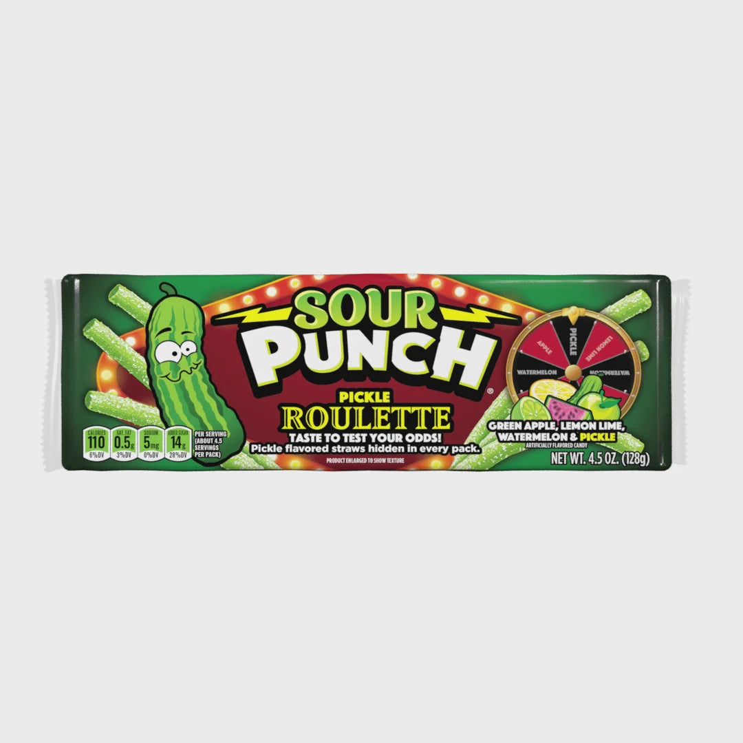 Sour Punch Pickle Roulette Straws 128 g (12 Pack) Exotics Wholesale
