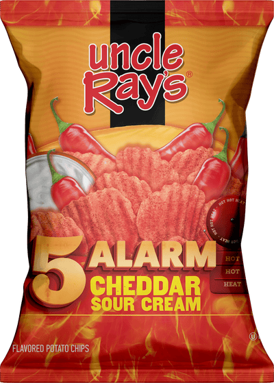 Uncle Ray's 5 Alarm Cheddar & Sour Cream 85 g (12 Pack) Exotic Snacks Wholesale Montreal Quebec Canada