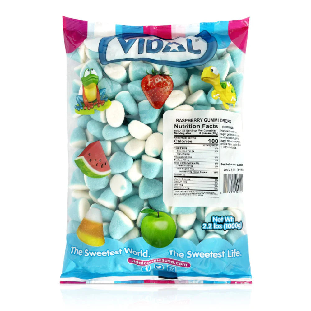 Vidal Bulk Blue Raspberry Drops 1 kg Exotic BULK Candy Wholesale Montreal Quebec Canada