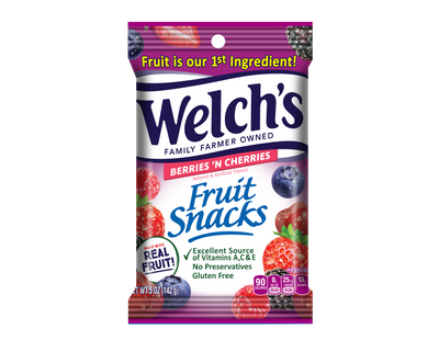 Welch's Fruit Snacks Berries 'n Cherries 142 g (12 Pack) Exotic Candy Wholesale Montreal Quebec Canada