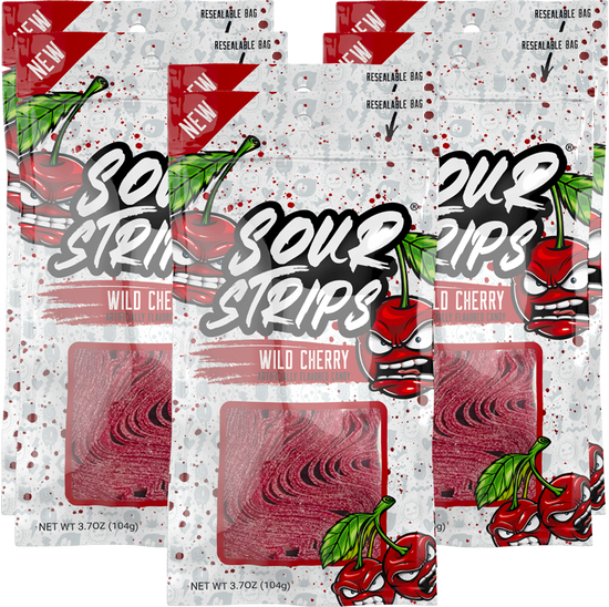 Sour Strips Wild Cherry 104 g (12 Pack) Exotic Candy Wholesale Montreal Quebec Canada