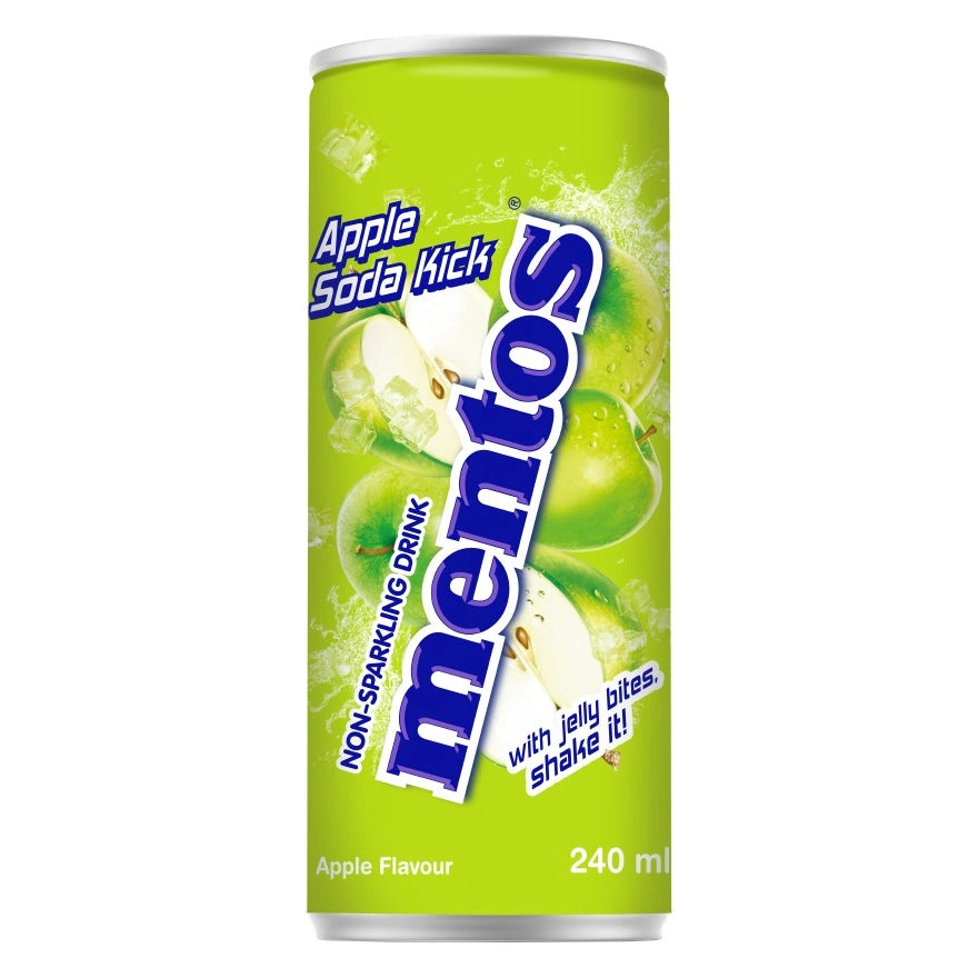 Mentos Apple Kick Soda 240 mL (24 Pack) Exotic Drinks Wholesale Montreal Quebec Canada