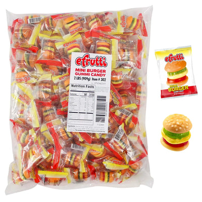 eFrutti 2 LB Bulk Gummi Mini Burgers 9 g (101 Pack) Exotic Candy Wholesale Montreal Quebec Canada