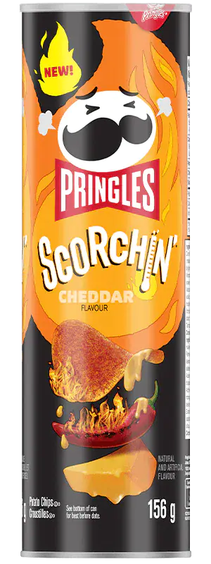 Pringles Scorchin' Cheddar Chips 156 g (14 Pack) Exotic Snacks Wholesale Montreal Quebec Canada