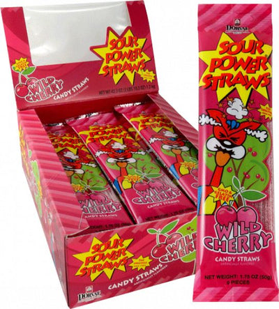 Sour Power Wild Cherry Straws 50 g Imported Exotic Candy Wholesale Montreal Quebec Canada