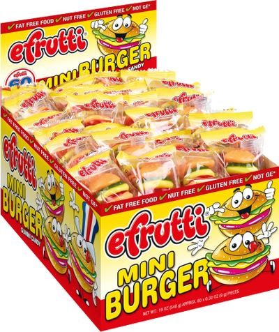 eFrutti Gummi Mini Burgers 9 g (60 Pack) Exotic Candy Candy Wholesale Montreal Quebec Canada