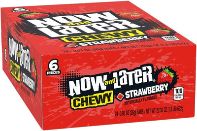 Now and Later 6-Piece Strawberry Chewy Candy 26 g (24 Pack) Exotic Candy Wholesale Montreal Quebec Canada