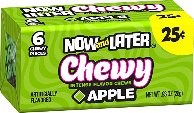 Now and Later 6-Piece Apple Chewy Candy 26 g (24 Pack) Exotic Candy Wholesale Montreal QUebec Canada