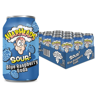 Warheads Sour Blue Raspberry Soda 355 mL (12 Pack) Imported Exotic Drink Montreal Quebec Canada