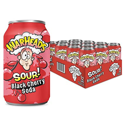 Warheads Sour Black Cherry Soda 355 mL (12 Pack) Imported Exotic Drink Montreal Quebec Canada