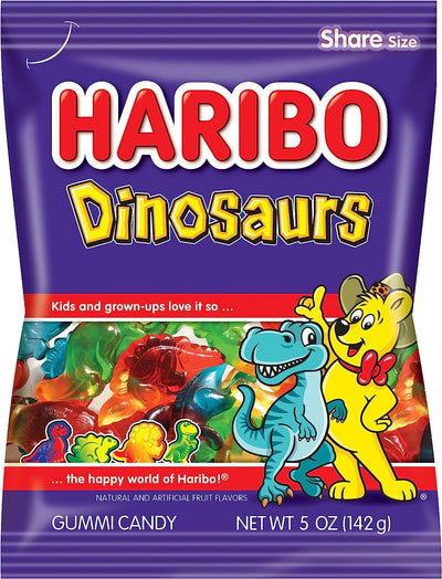 Haribo Dinosaurs Candy Peg Bag 142 g (12 Pack) Exotic Candy Wholesale Montreal QUebec Canada