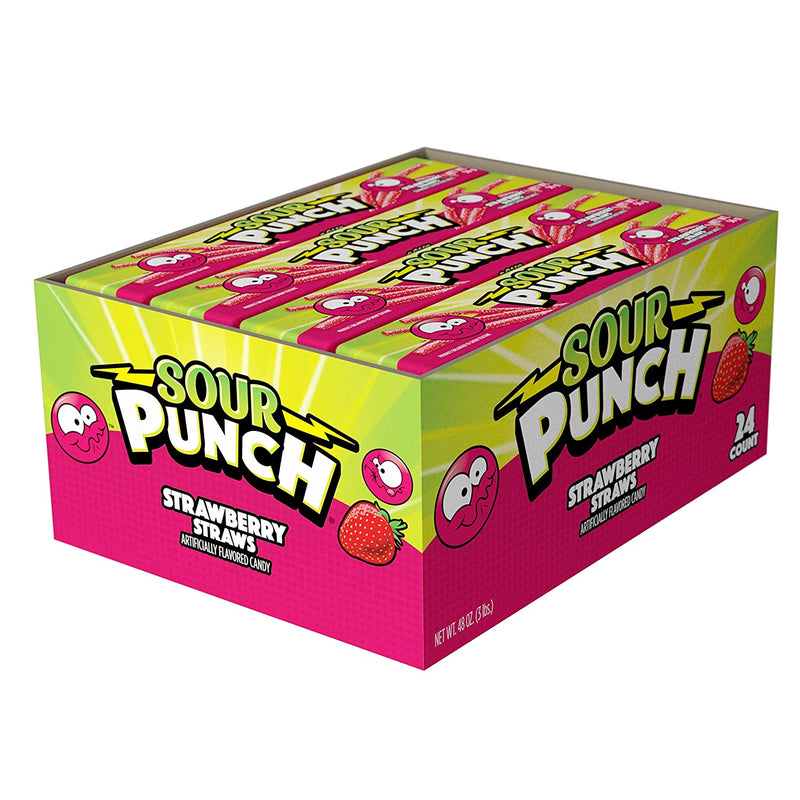 Sour Punch Strawberry Straws 57 g (24 Pack) Imported Exotic Candy Wholesale Montreal Quebec Canada