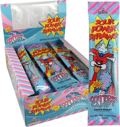  Sour Power Cotton Candy Straws 50 g (24 Pack) Exotic Candy Wholesale Montreal Quebec Canada