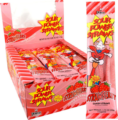 Sour Power Strawberry Straws 50 g Imported Exotic Candy Wholesale Montreal Quebec Canada