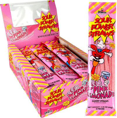 Sour Power Pink Lemonade Straws 50 g Imported Exotic Candy Wholesale Montreal Quebec Canada