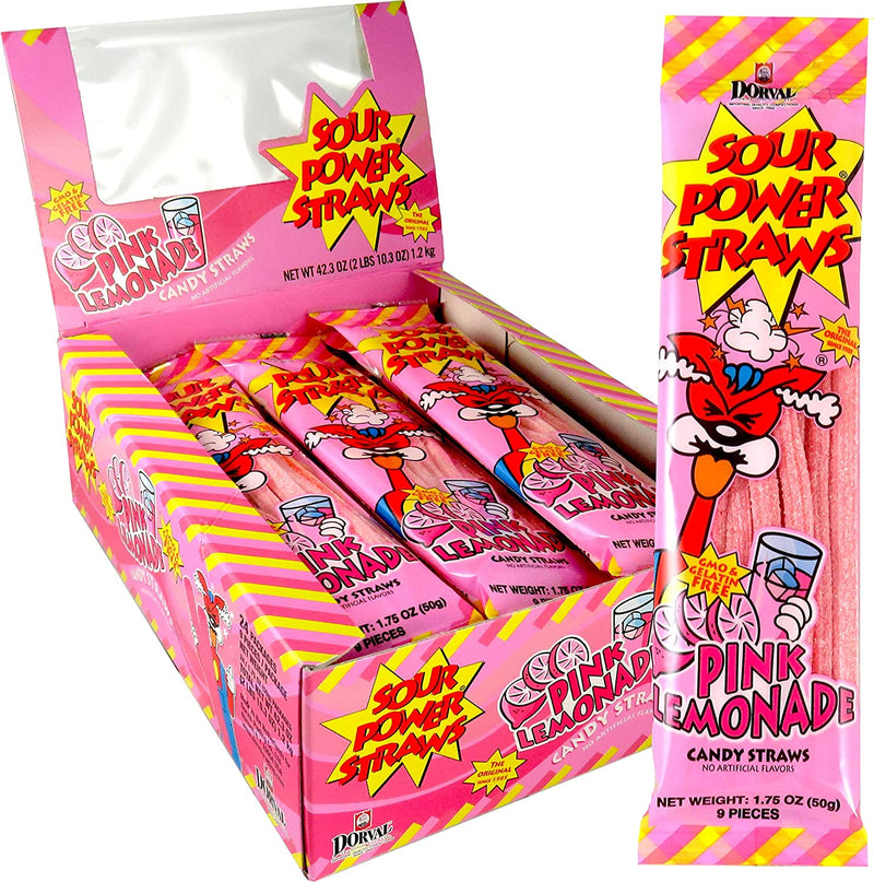 Sour Power Pink Lemonade Straws 50 g Imported Exotic Candy Wholesale Montreal Quebec Canada