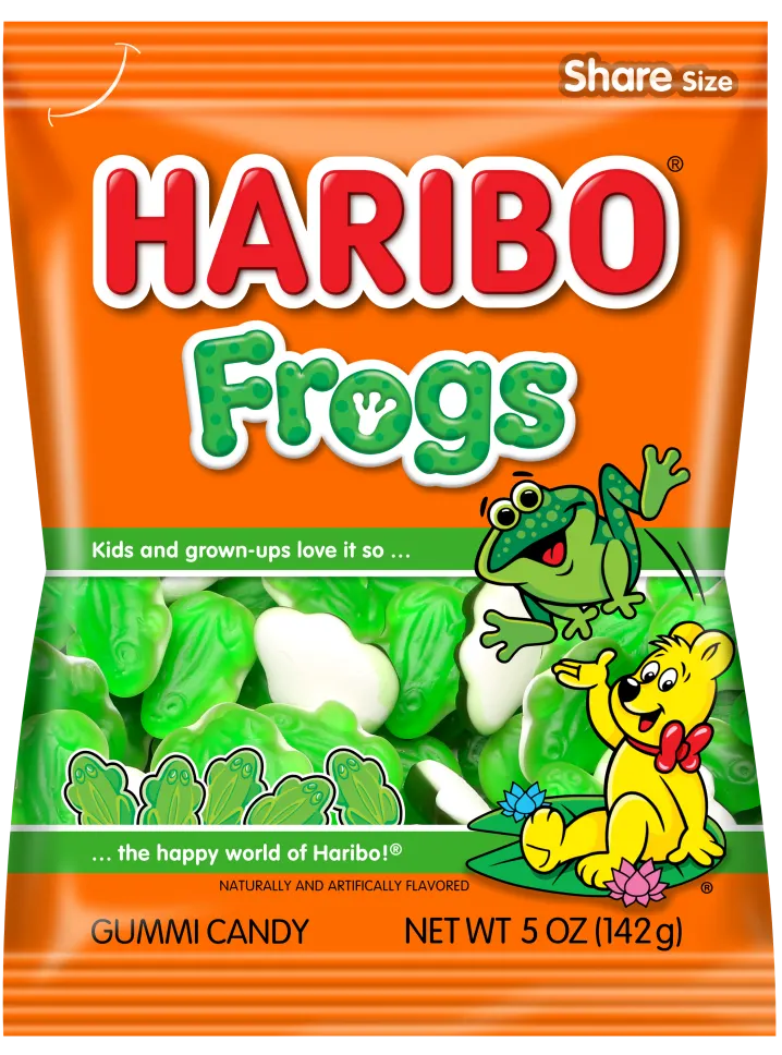 Haribo Frogs Gummi Candy Peg Bag 142 g Imported Exotic Candy Wholesale Montreal Quebec Canada