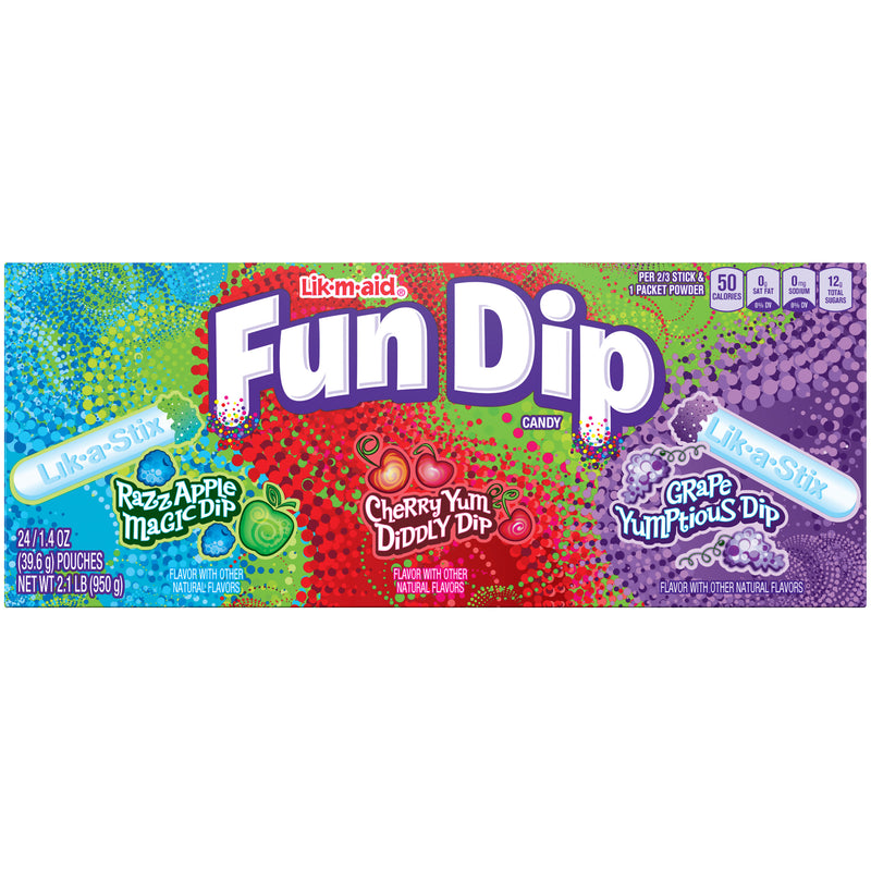 Lik-M-Aid Fun Dip Candy 39.6 g (24 Pack) Imported Exotic Candy Wholesale MOntreal Quebec Canada