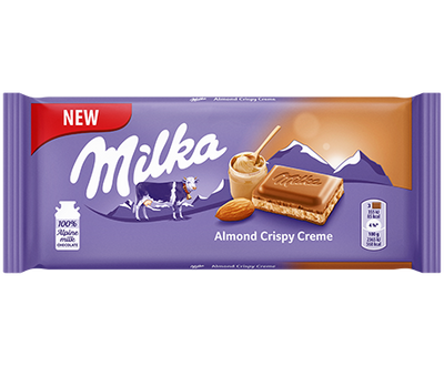 Milka Almond Crispy Creme Chocolate Bar 90 g (24 Pack) Exotic Candy Wholesale Montreal Quebec Canada