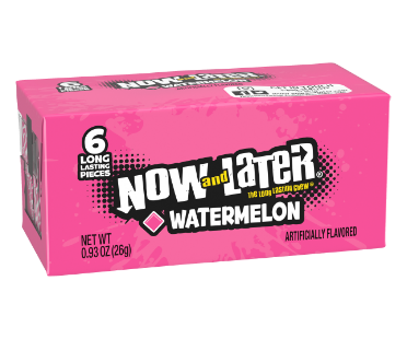Now and Later 6-Piece Watermelon Chewy Candy 26 g (24 Pack) Exotic Candy Wholesale Montreal Quebec Canada