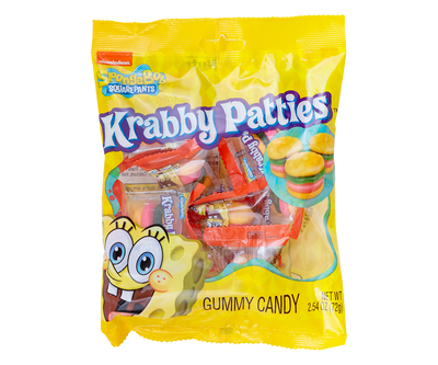 Spongebob Squarepants Gummy Krabby Patties Peg Bag 72 g (12 Pack) Exotic Candy Wholesale Montreal Quebec Canada
