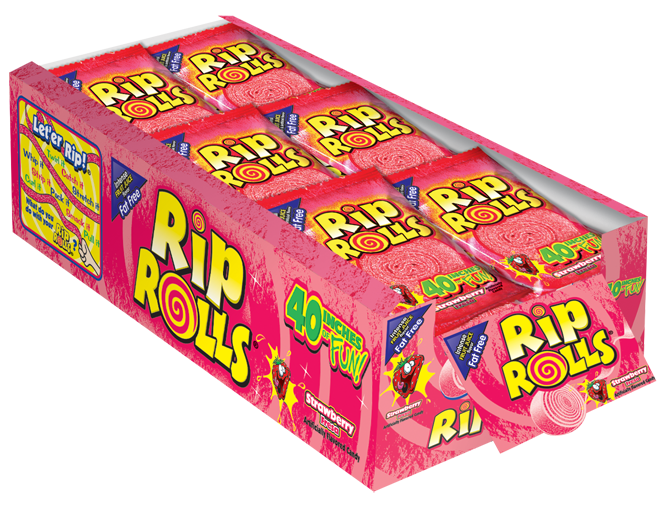 Rip Rolls Strawberry 40 g (24 Pack) Exotic Candy Wholesale Montreal Quebec Canada