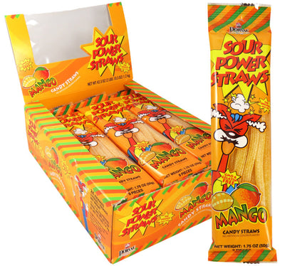 Sour Power Mango Straws 50 g (24 Pack) Imported Exotic Candy Wholesale Montreal Quebec Canada