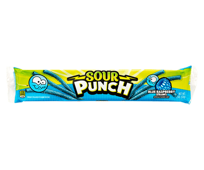 Sour Punch Blue Raspberry Straws 57 g (24 Pack) Imported Exotic Wholesale Candy Montreal QUebec Canada