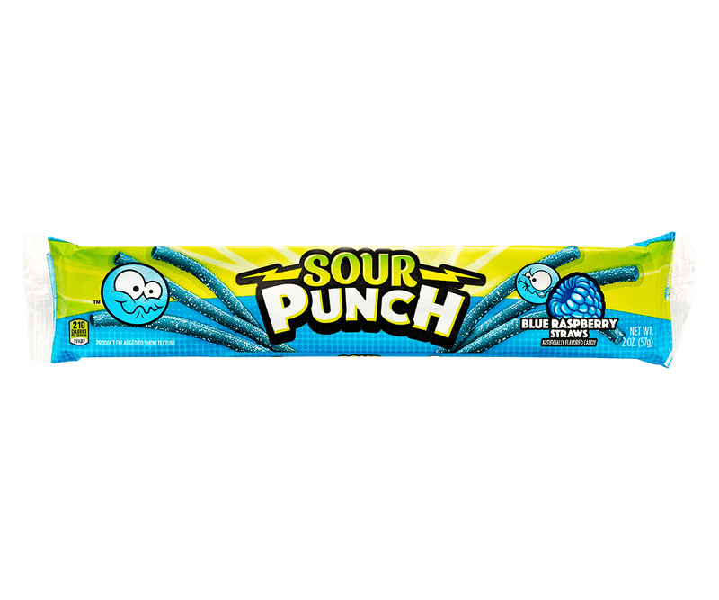 Sour Punch Blue Raspberry Straws 57 g (24 Pack) Imported Exotic Wholesale Candy Montreal QUebec Canada