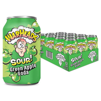 Warheads Sour Green Apple Soda 355 mL (12 Pack) Imported Exotic Drink Montreal Quebec Canada