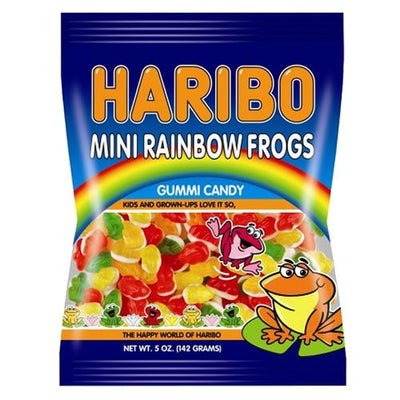 Haribo Mini Rainbow Frogs Gummi Candy Peg Bag 142 g (12 Pack) Exotic Candy Wholesale Montreal Quebec Canada
