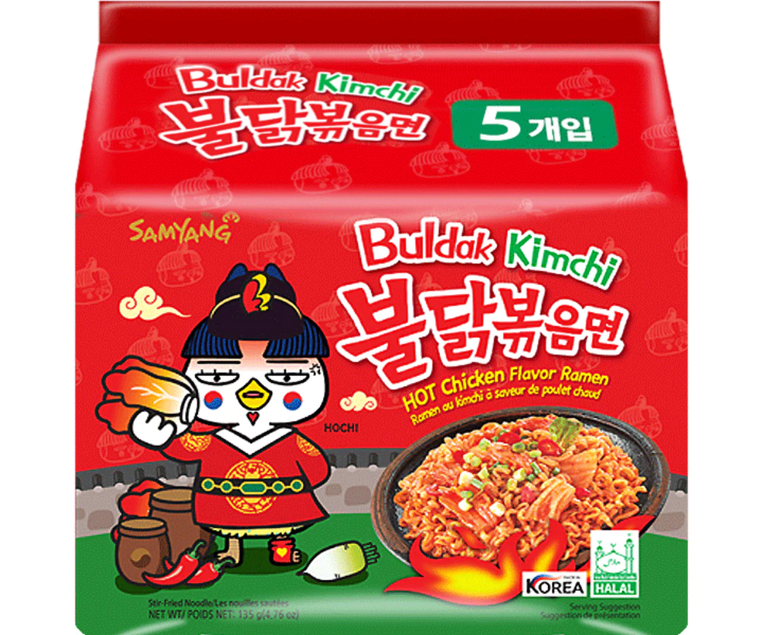 Samyang Buldak Hot Chicken Kimchi Ramen 140 g x 5 (8 pack) Exotic Snacks Wholesale Montreal Quebec Canada