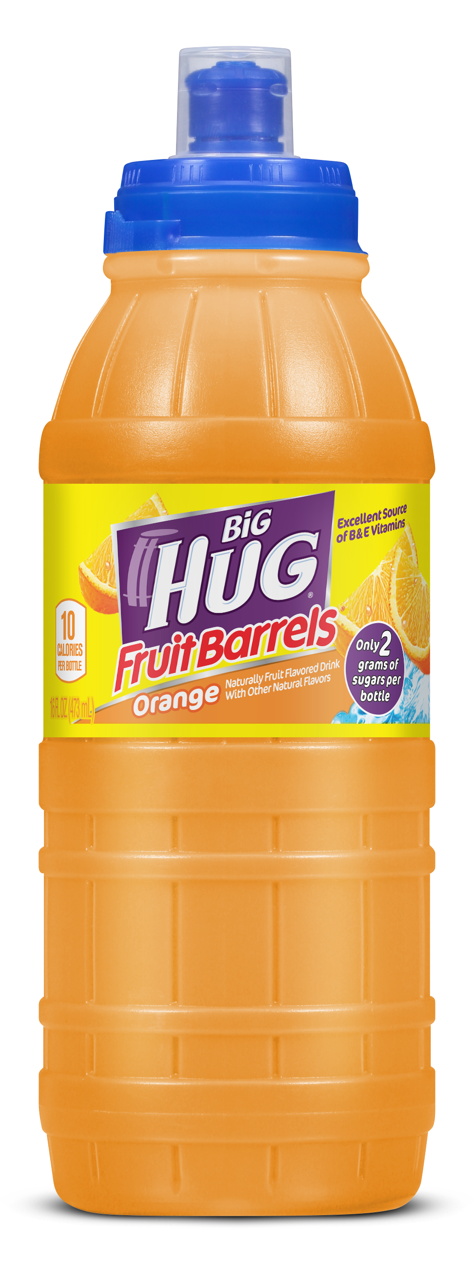 Big Hug Fruit Barrel Orange Sports Cap 473 mL (24 Pack) Exotic Drinks Wholesale Montreal Quebec Canada