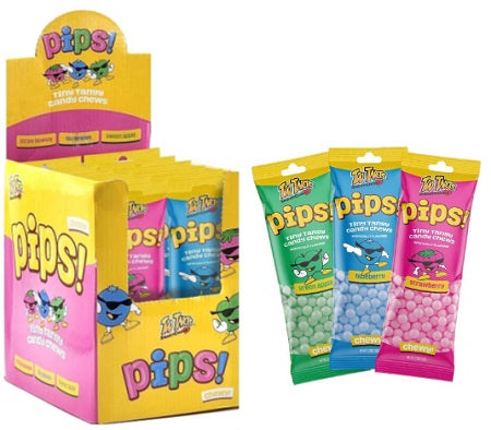 Too Tarts Pips! Tiny Tangy Chews 65 g (24 Pack) Exotic Candy Wholesale Montreal Quebec Canada