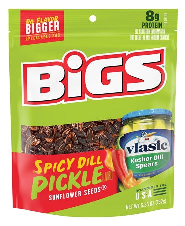 BIGS Vlasic Spicy Dill Pickle Sunflower Seeds 152 g (12 Pack) Exotic Snacks WHolesale Montreal Quebec Canada