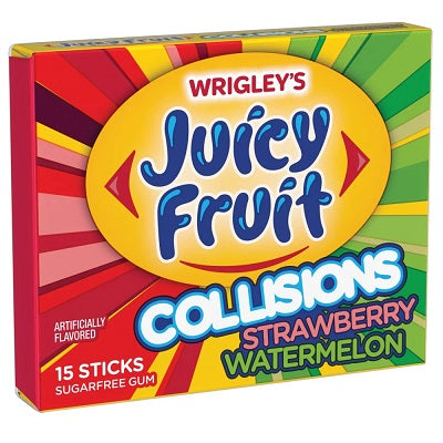 Juicy Fruit Collisions Strawberry Watermelon 15-Count Gum 40 g (10 Pack) Exotic Candy Wholesale Montreal Quebec Canada