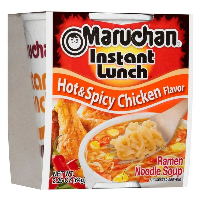 Maruchan Ramen Noodle Soup Cup Hot & Spicy Chicken Flavour 64 g (12 Pack)  Exotic Snacks Wholesale Montreal Quebec Canada
