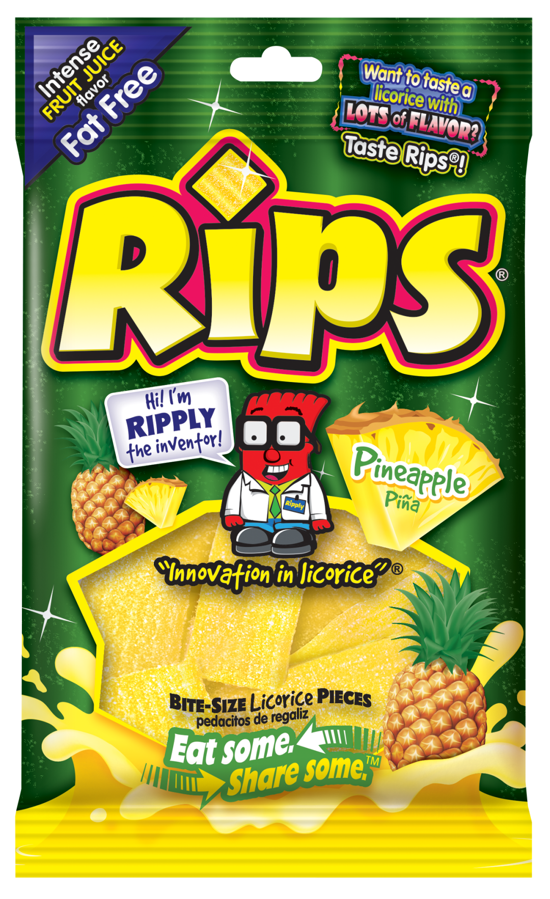 Rips Bite-Size Pineapple Candy 113 g (12 Pack) Exotic Candy Wholesale Montreal Quebec Canada