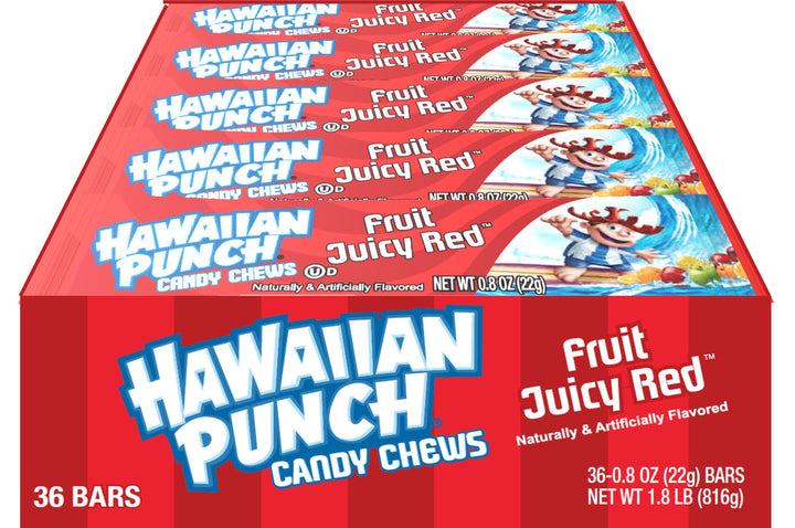 Hawaiian Punch Chew Bars Fruit Juicy Red 22 g (36 Pack) Exotic Candy Wholesale Montreal Quebec Canada