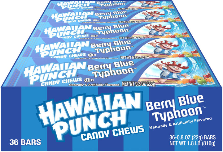 Hawaiian Punch Chew Bars Berry Blue Typhoon 22 g (36 Pack) Exotic Candy Wholesale Montreal Quebec Canada